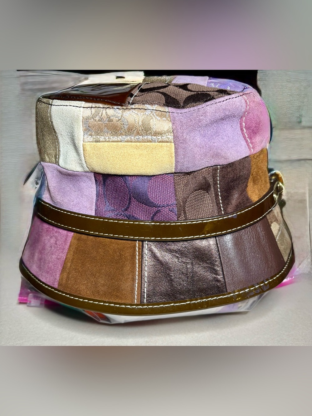 VTG Coach Patchwork Y2K Purple Bucket Hat
